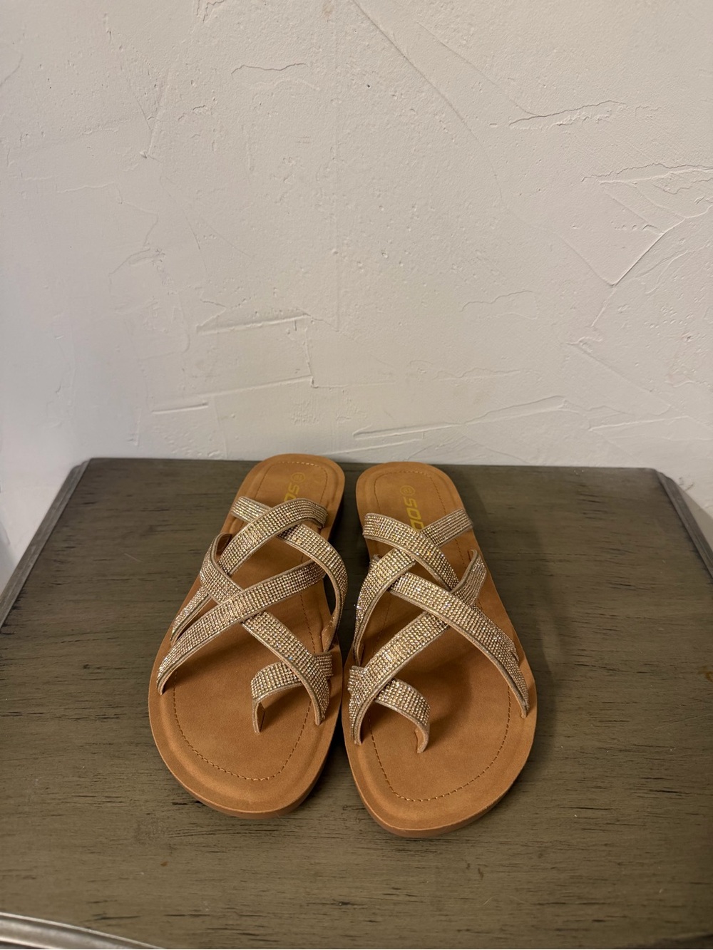 Women’s Rose Gold Strappy Slide Sandals
